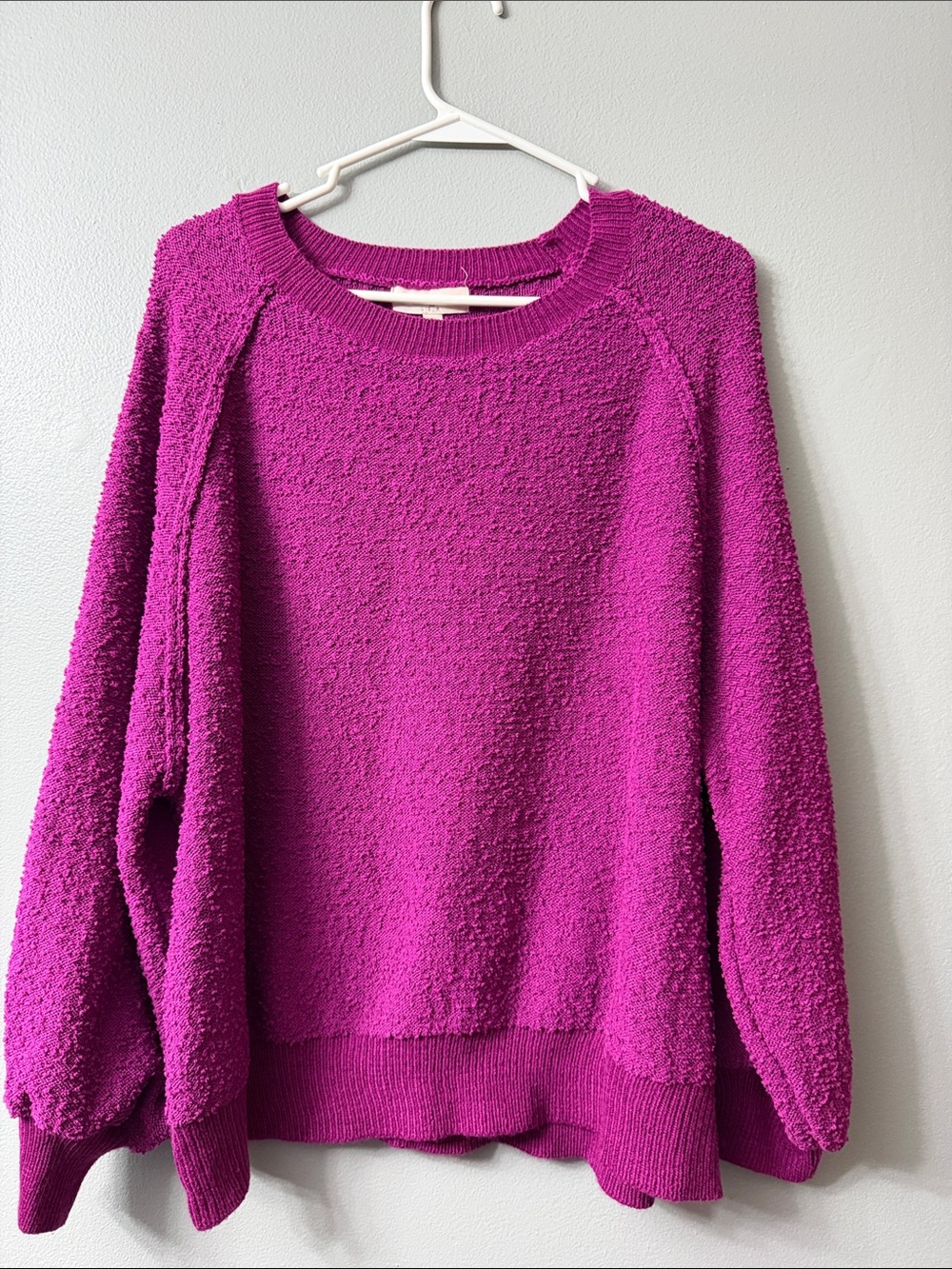 Umgee Cozy Bouclé Crewneck Sweater in Magenta xl - Picture 2 of 8
